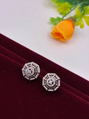 CZ Silver tone angular Stud Earring