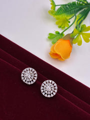 CZ Silver tone Ornate Stud Earring