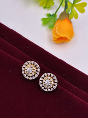 CZ Dual tone Ornate Stud Earring