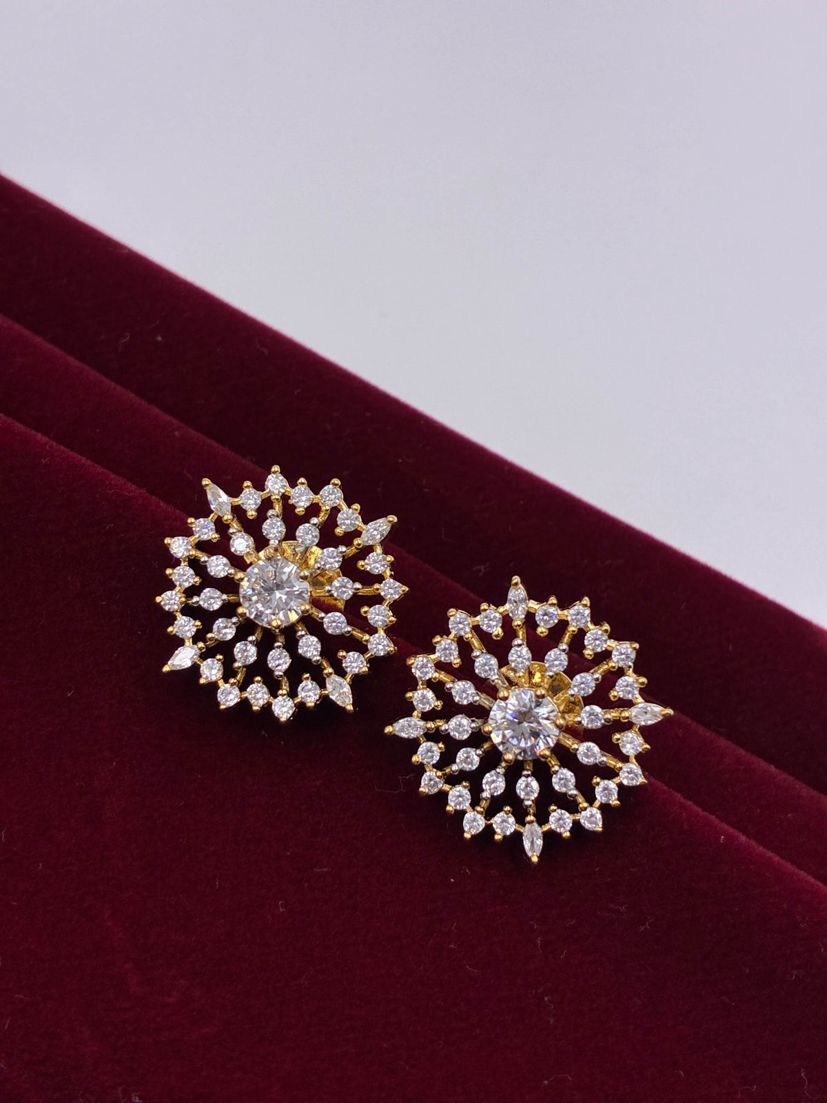 CZ Two tone glorious Stud Earring