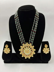 Kundan Oval Beads Elegant Long Necklace set