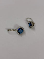 CZ Blue Droplet Slip on Earring