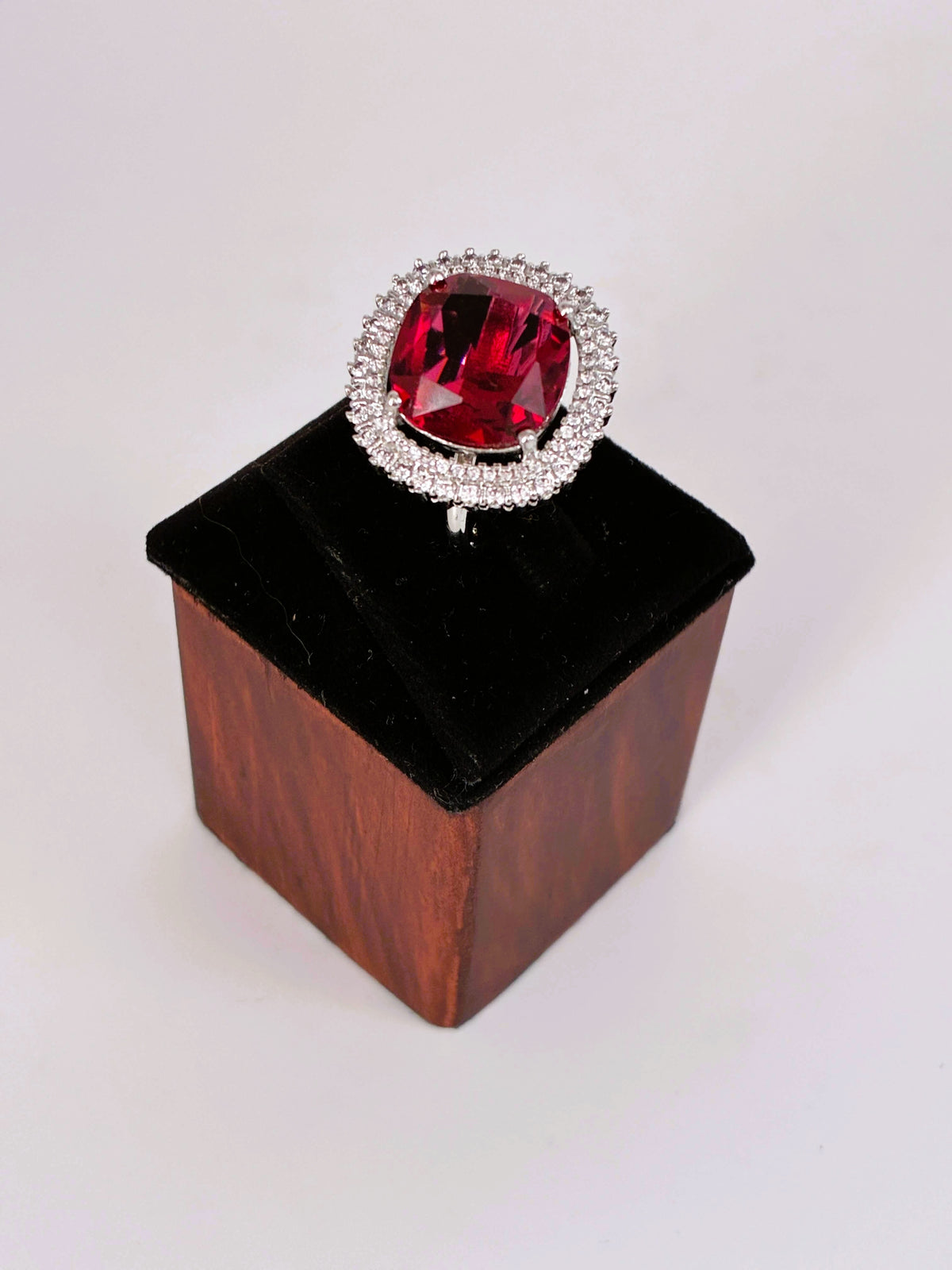 CZ Ruby rounded square Finger Ring