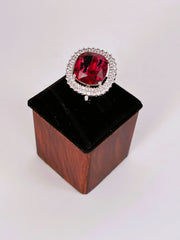 CZ Ruby rounded square Finger Ring