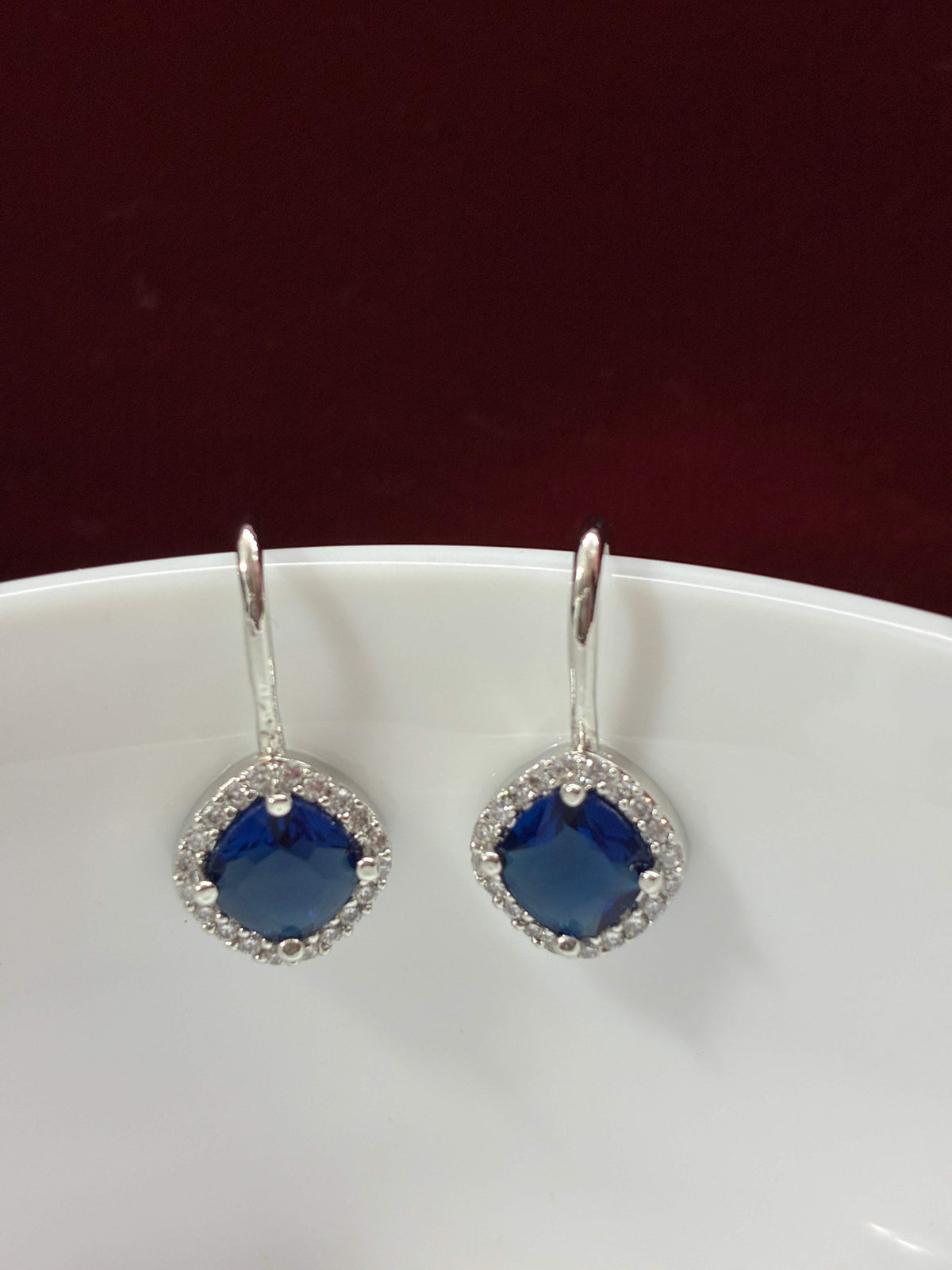 CZ Blue Droplet Slip on Earring