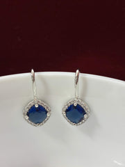CZ Blue Droplet Slip on Earring