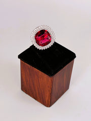 CZ Ruby rounded square Finger Ring