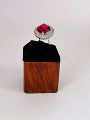 CZ Ruby rounded square Finger Ring
