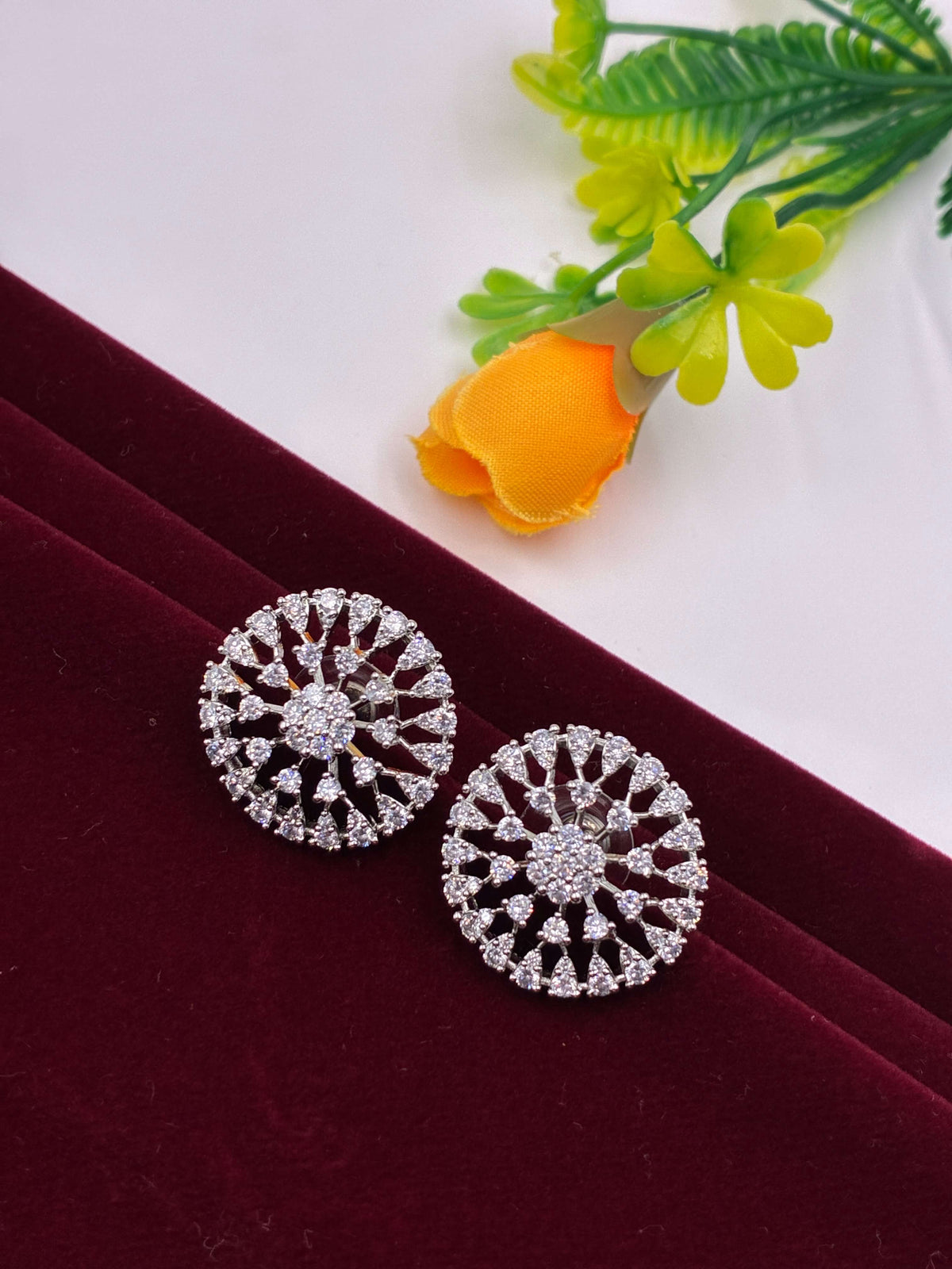 CZ Silver tone gorgeous Stud Earring