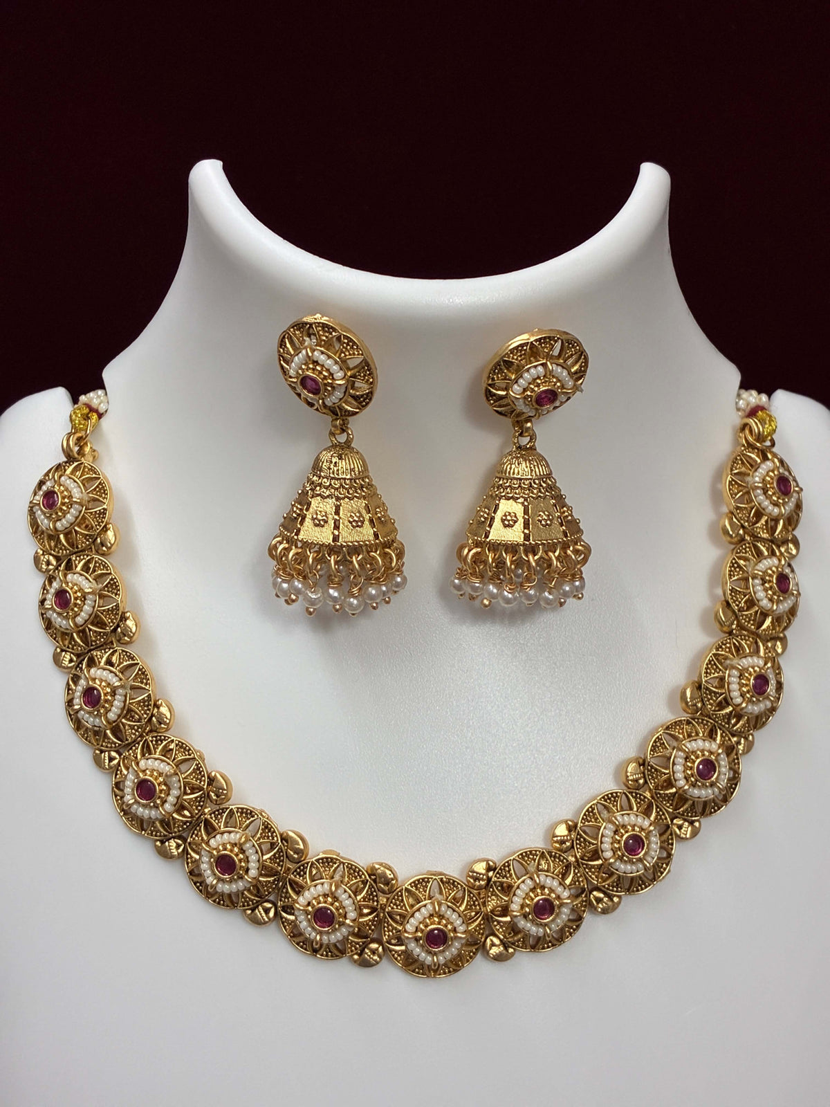 Antique Designer Ruby Necklace Set