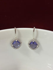 CZ Pleasing Purple Droplet Slip on Earring