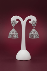 CZ Silver Tone Jhumka Earring