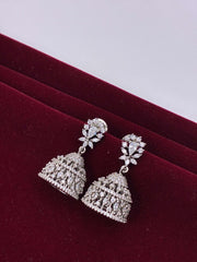 CZ Silver Tone Jhumka Earring
