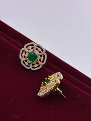 CZ Emerald Floral Stud Earring