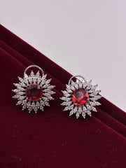 CZ Ruby Ornate Stud Earring
