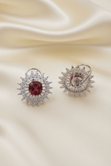 CZ Ruby Ornate Stud Earring