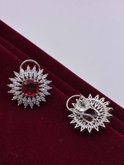 CZ Ruby Ornate Stud Earring