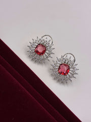 CZ Ruby Ornate Stud Earring