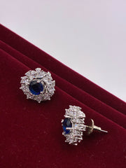 CZ Sapphire Ruby Ornate Stud Earring