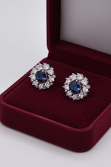 CZ Sapphire Ruby Ornate Stud Earring