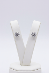 CZ Silver Tone Solitaire Stud Earring