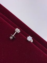 CZ Silver Tone Solitaire Stud Earring
