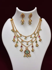 Antique Layered Mint Green Necklace Set