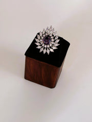 CZ purple drop designer Finger Ring