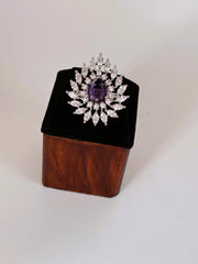 CZ purple drop designer Finger Ring
