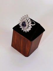 CZ purple drop designer Finger Ring