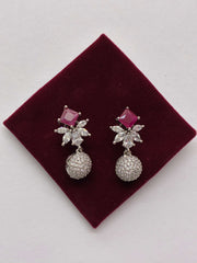 CZ Ball Drop Ruby Earring