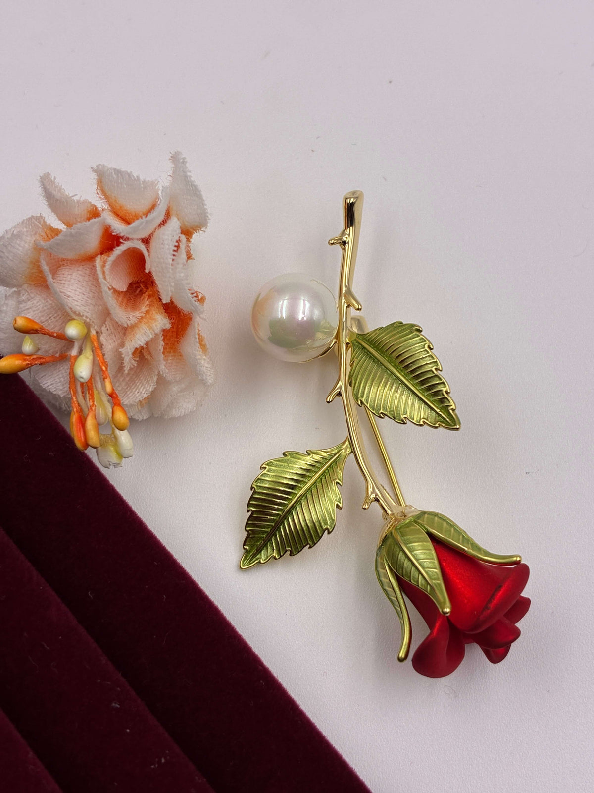 Red Rose Brooch