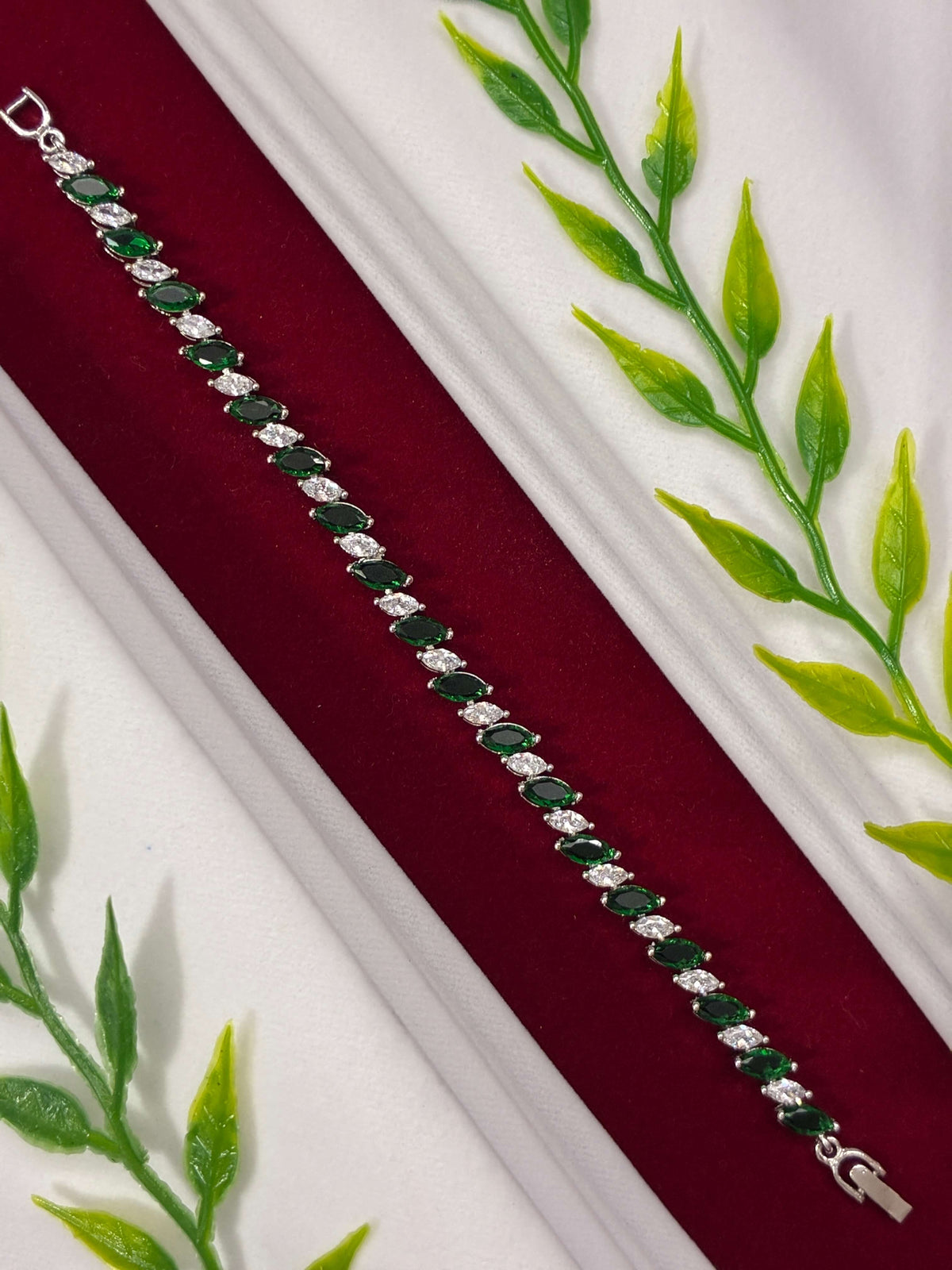 CZ Emerald Silver Finish Bracelet