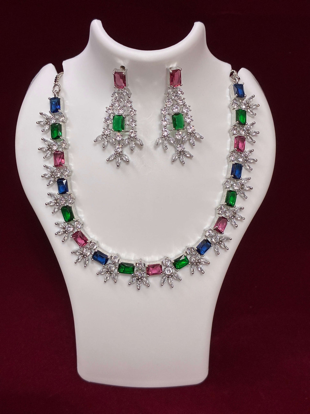 CZ Designer Multi Colour Necklace Set