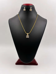 CZ Rectangle Delicate Pendant Set