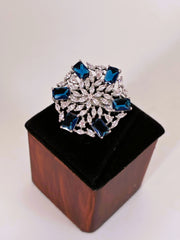 CZ navy blue designer Finger Ring