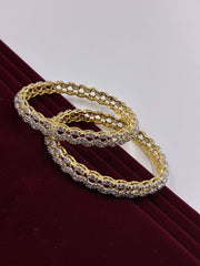 CZ Dual tone Classic Triple Line Bangle