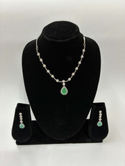 CZ Mint Green Necklace Set