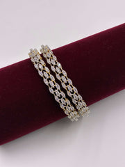 CZ Dual tone Classic Triple Line Bangle