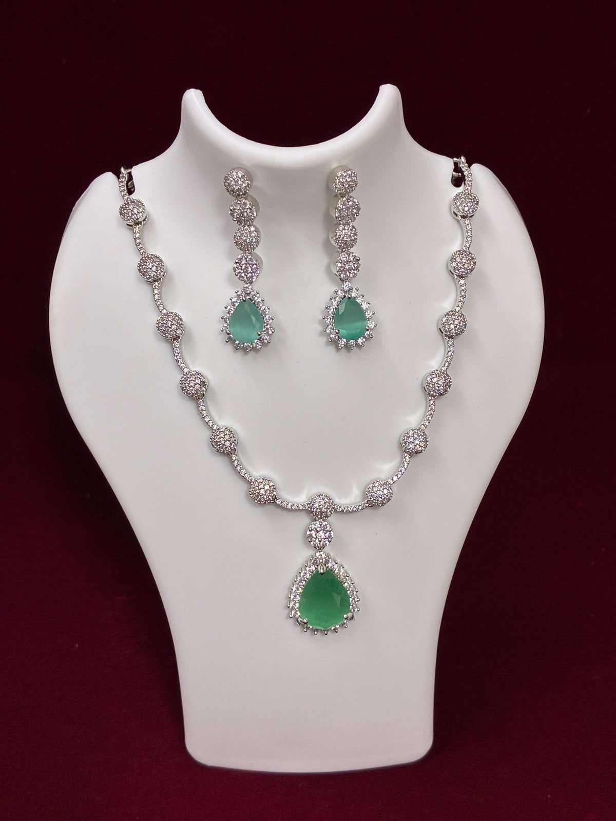 CZ Mint Green Necklace Set