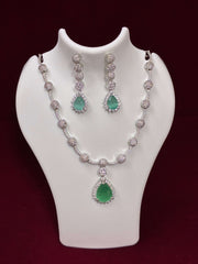 CZ Mint Green Necklace Set