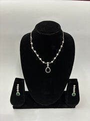 CZ Emerald Green Necklace Set