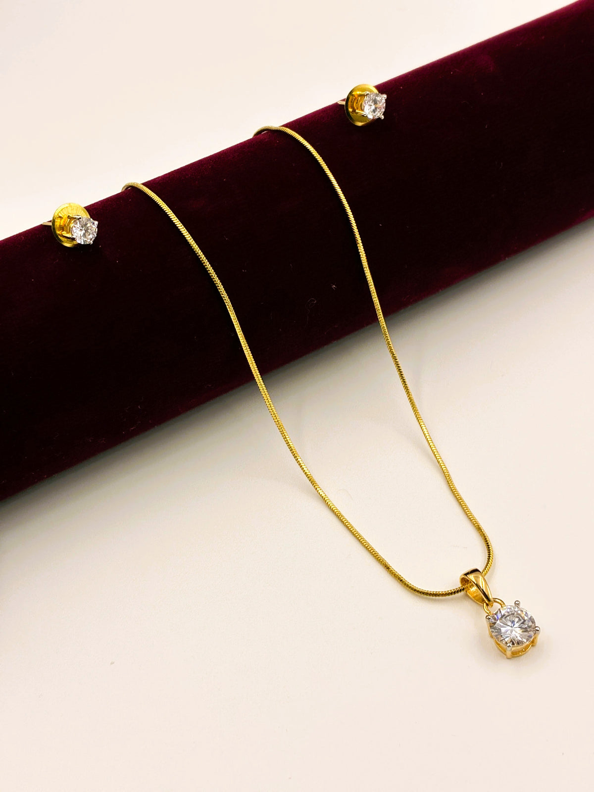 CZ Solitaire Designed Pendant Set