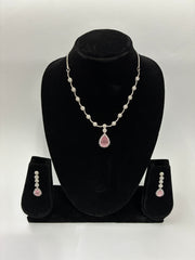 CZ Ruby Necklace Set