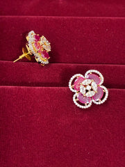 CZ Ruby gold plated designer Stud Earring