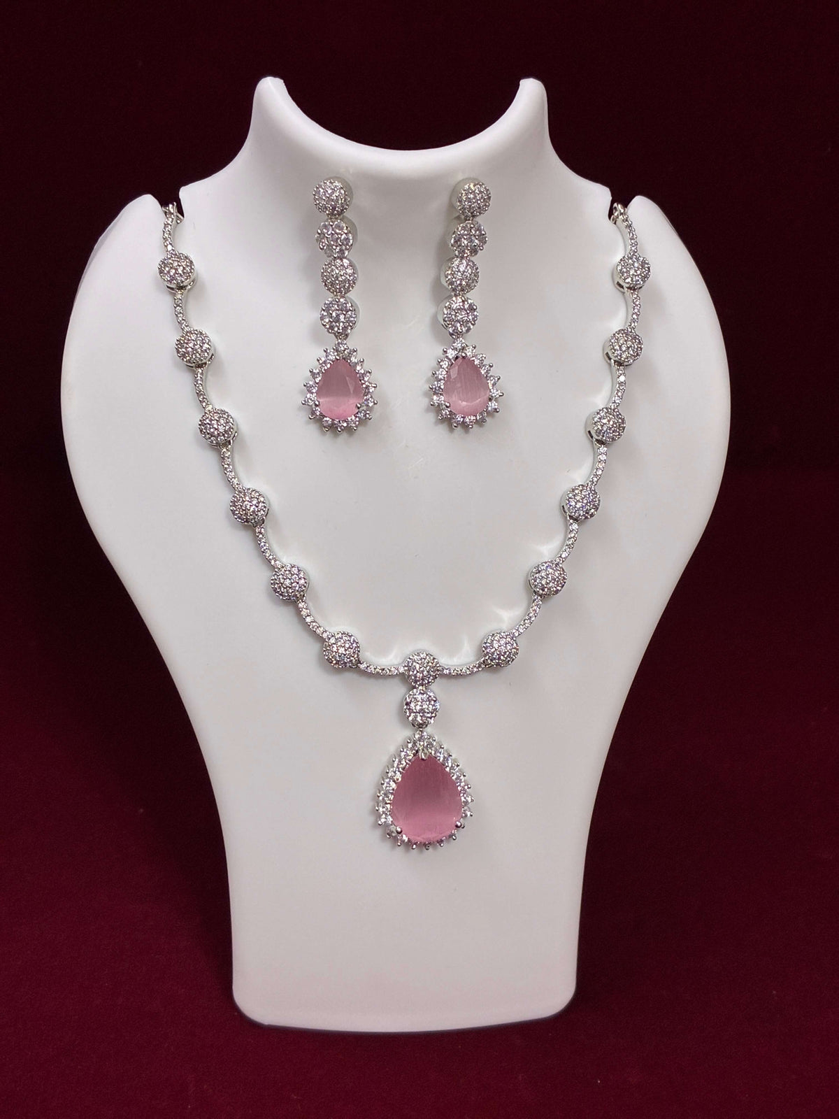 CZ Ruby Necklace Set