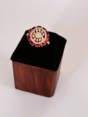 CZ rich Ruby adjustable Finger Ring