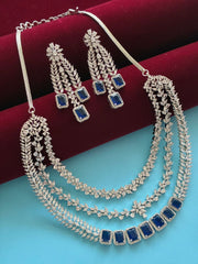 CZ Blue  Layered Necklace Set