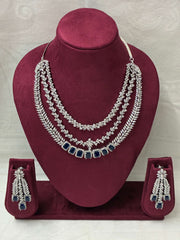 CZ Blue  Layered Necklace Set