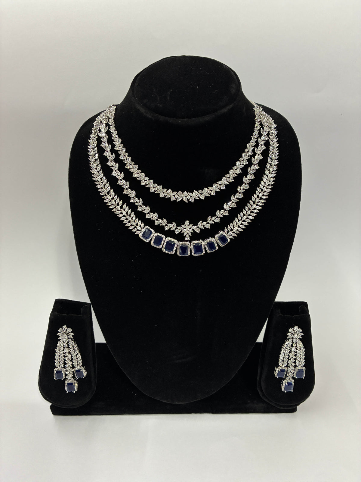 CZ Blue  Layered Necklace Set